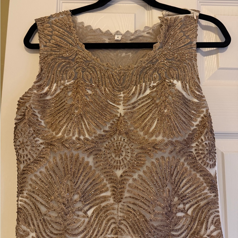 Elegant Gold Embroidered Sleeveless Top